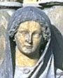 Gothic Art: detail showing the head of Mary carvedi n stone