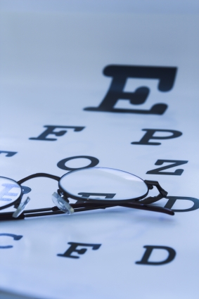 eye chart and glasses